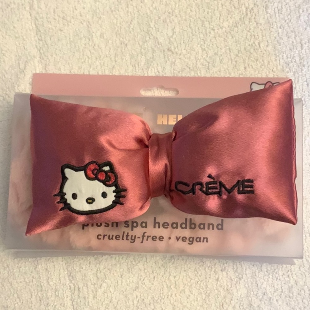 3/$30 - NIB Hello Kitty coral pink satin plush hair band